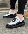 Shoecide Wg162 Kömür Beyaz Rugan Ortopedik Taban Erkek Casual Ayakkabı