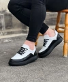 Shoecide Wg162 Kömür Beyaz Rugan Ortopedik Taban Erkek Casual Ayakkabı