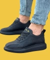 Shoecide Wg301 Bağcıklı Yüksek Taban Kömür Erkek Casual Ayakkabı