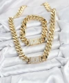 Shoecide Xuping Gurmet Gold Renk Kolye Ve Bileklik Seti