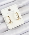 Shoecide Xuping Zirkon Taşlı Oval Model Gold Renk Kadın Küpe