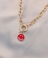 Shoecide Yeni Sezon Kırmızı Renk Smile Model Retro Gold Metal Kolye