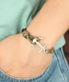 Shoecide Yeşil Renk Desenli Metal Çapalı Erkek Bileklik