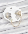 Shoecide Yıldız Model Pirinç Gold Renk Zincir Bağlantılı Ear Cuff Küpe Seti