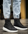 Shoecide Yüksek Taban Ayakkabı B-080 Siyah (beyaz Taban)