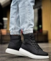 Shoecide Yüksek Taban Ayakkabı B-080 Siyah (beyaz Taban)