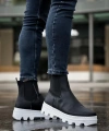 Shoecide Yüksek Taban Chelsea Bot 113 Siyah (beyaz Taban)
