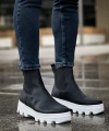 Shoecide Yüksek Taban Chelsea Bot 113 Siyah (beyaz Taban)