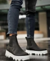 Shoecide Yüksek Taban Chelsea Bot 113 Siyah (beyaz Taban)