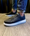 Shoecide Yüksek Taban Günlük Ayakkabı 044 Kapitone Siyah (beyaz Taban)
