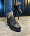 Shoecide Yüksek Taban Günlük Ayakkabı 044 Kapitone Siyah (siyah Taban)