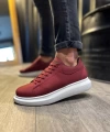 Shoecide Yüksek Taban Günlük Ayakkabı 045 Bordo (beyaz Taban)