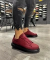 Shoecide Yüksek Taban Günlük Ayakkabı 045 Bordo (siyah Taban)
