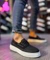 Shoecide Yüksek Taban Günlük Ayakkabı 700 Siyah (beyaz Taban)