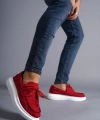 Shoecide Yüksek Taban Mevsimlik Keten Ayakkabı 009 Kırmızı