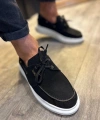 Shoecide Yüksek Taban Mevsimlik Süet Ayakkabı 009 Siyah (beyaz Taban)