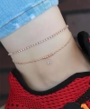Shoecide Zirkon Taşlı Rose Renk Kaplama Çift Zincirli Hal Hal
