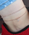 Shoecide Zirkon Taşlı Rose Renk Kaplama Çift Zincirli Hal Hal