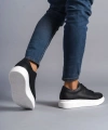 Swo151 Boost Bağcıklı Cilt Erkek Günlük Sneaker Ayakkabı Cbt - Siyah