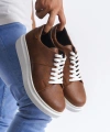 Swo151 Boost Bağcıklı Cilt Erkek Günlük Sneaker Ayakkabı Cbt - Taba