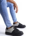 Swo151 Boost Bağcıklı Cilt Süet Erkek Günlük Sneaker Ayakkabı Csst - Siyah/gri