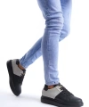 Swo151 Boost Bağcıklı Cilt Süet Erkek Günlük Sneaker Ayakkabı Csst - Siyah/gri