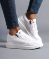 Swo155 Warrior Bağcıklı Ve Fermuarlı Cilt Erkek Günlük Sneaker Ayakkabı Cbt - Beyaz