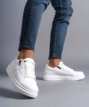Swo155 Warrior Bağcıklı Ve Fermuarlı Cilt Erkek Günlük Sneaker Ayakkabı Cbt - Beyaz
