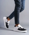 Swo155 Warrior Bağcıklı Ve Fermuarlı Cilt Erkek Günlük Sneaker Ayakkabı Cbt - Beyaz/siyah