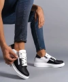 Swo155 Warrior Bağcıklı Ve Fermuarlı Cilt Erkek Günlük Sneaker Ayakkabı Cbt - Beyaz/siyah