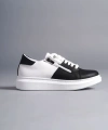 Swo155 Warrior Bağcıklı Ve Fermuarlı Cilt Erkek Günlük Sneaker Ayakkabı Cbt - Beyaz/siyah