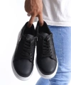 Swo155 Warrior Bağcıklı Ve Fermuarlı Cilt Erkek Günlük Sneaker Ayakkabı Cbt - Siyah