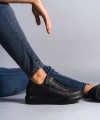 Swo155 Warrior Bağcıklı Ve Fermuarlı Cilt Erkek Günlük Sneaker Ayakkabı Cst - Siyah