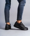 Swo155 Warrior Bağcıklı Ve Fermuarlı Cilt Erkek Günlük Sneaker Ayakkabı Cst - Siyah