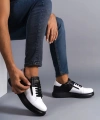 Swo155 Warrior Bağcıklı Ve Fermuarlı Cilt Erkek Günlük Sneaker Ayakkabı Cst - Siyah/beyaz