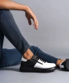 Swo155 Warrior Bağcıklı Ve Fermuarlı Cilt Erkek Günlük Sneaker Ayakkabı Cst - Siyah/beyaz