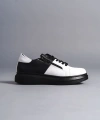 Swo155 Warrior Bağcıklı Ve Fermuarlı Cilt Erkek Günlük Sneaker Ayakkabı Cst - Siyah/beyaz