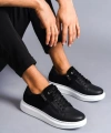Swo155 Warrior Bağcıklı Ve Fermuarlı Cilt Süet Erkek Günlük Sneaker Ayakkabı Csbt - Siyah