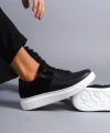 Swo155 Warrior Bağcıklı Ve Fermuarlı Cilt Süet Erkek Günlük Sneaker Ayakkabı Csbt - Siyah