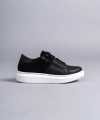 Swo155 Warrior Bağcıklı Ve Fermuarlı Cilt Süet Erkek Günlük Sneaker Ayakkabı Csbt - Siyah