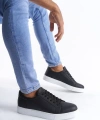 Swo165 Elite Bağcıklı Cilt Erkek Günlük Sneaker Ayakkabı Cbt - Siyah