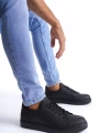 Swo165 Elite Bağcıklı Cilt Erkek Günlük Sneaker Ayakkabı Cst - Siyah