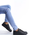 Swo165 Elite Bağcıklı Cilt Erkek Günlük Sneaker Ayakkabı Cst - Siyah