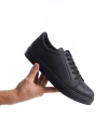 Swo165 Elite Bağcıklı Cilt Erkek Günlük Sneaker Ayakkabı Cst - Siyah