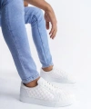 Swo166 Prestige Bağcıklı Cilt Kapitone Desenli Erkek Günlük Sneaker Ayakkabı Cbt - Beyaz