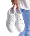 Swo166 Prestige Bağcıklı Cilt Kapitone Desenli Erkek Günlük Sneaker Ayakkabı Cbt - Beyaz
