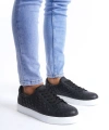 Swo166 Prestige Bağcıklı Cilt Kapitone Desenli Erkek Günlük Sneaker Ayakkabı Cbt - Siyah