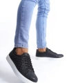 Swo166 Prestige Bağcıklı Cilt Kapitone Desenli Erkek Günlük Sneaker Ayakkabı Cbt - Siyah
