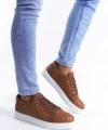 Swo166 Prestige Bağcıklı Cilt Kapitone Desenli Erkek Günlük Sneaker Ayakkabı Cbt - Taba