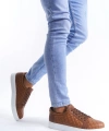 Swo166 Prestige Bağcıklı Cilt Kapitone Desenli Erkek Günlük Sneaker Ayakkabı Cbt - Taba